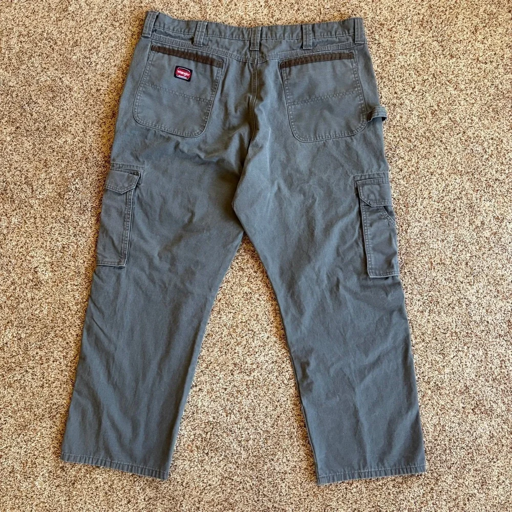 Wrangler Men Cargo Pants Workwear Ripstop Tactical 42x30 Gray Reinforced Pockets